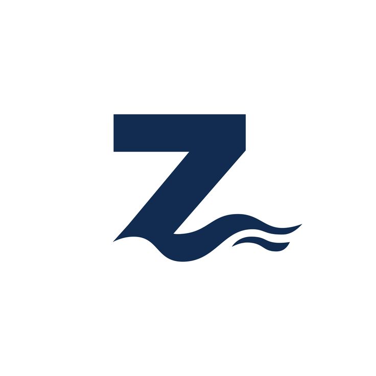 the letter z with water waves in it's center and an arrow pointing up