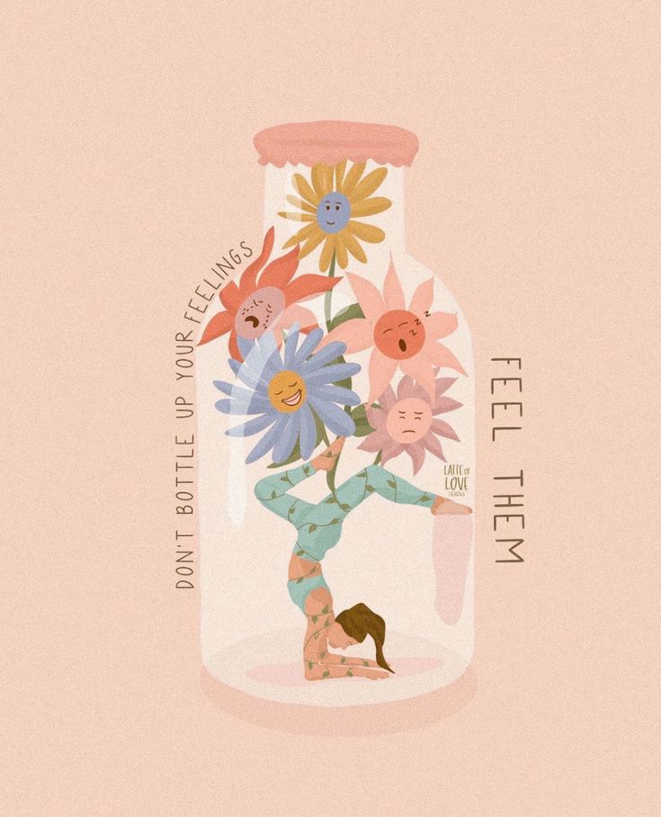 an illustration of a woman holding flowers in a jar with the caption, don't tell it to me