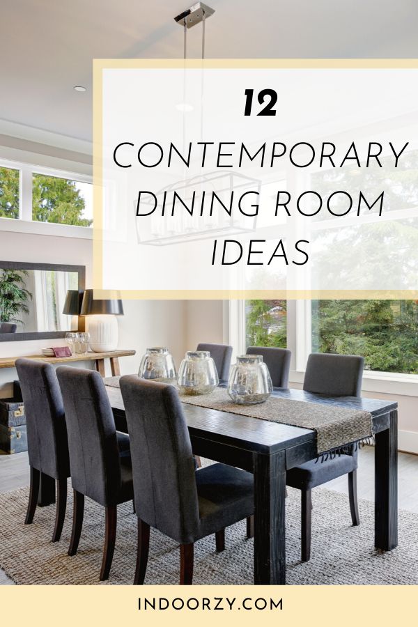 a dining room table and chairs with the words 12 contemporary dining room ideas on it