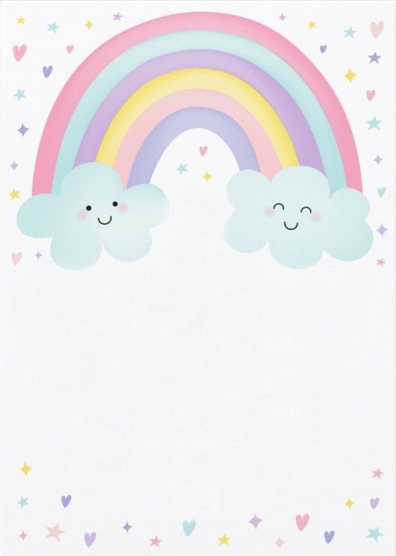 two rainbows with hearts and stars in the background