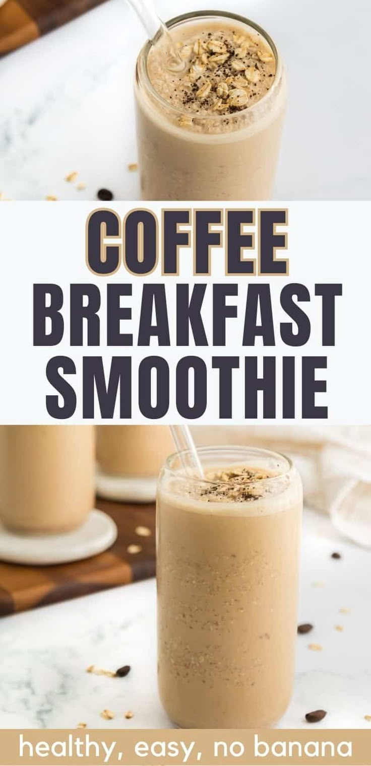 coffee breakfast smoothie with text overlay