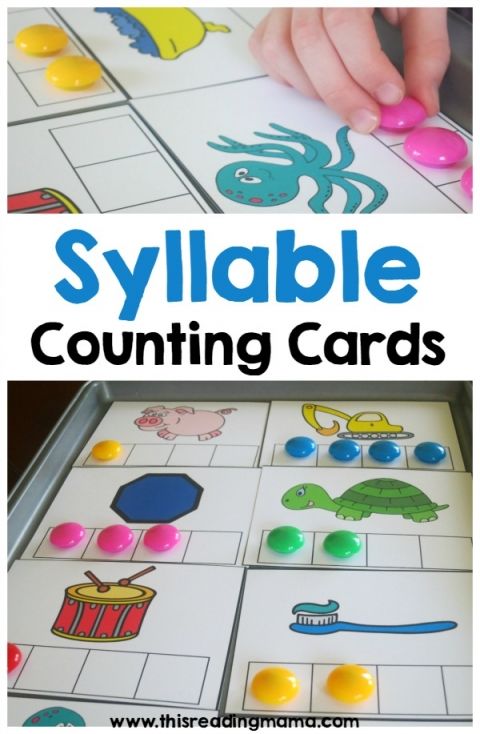 an image of a printable game for children to play with the words, sylabble counting cards