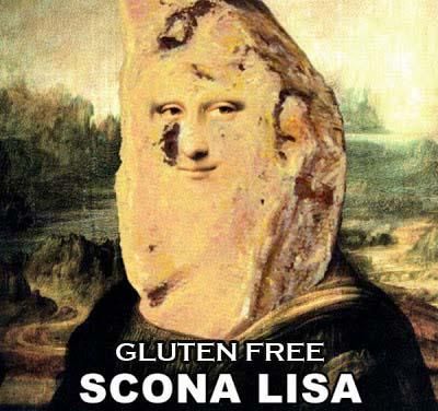 a painting of a woman with the words scona lisa on it's face