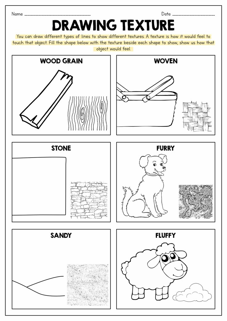 the worksheet for drawing texture