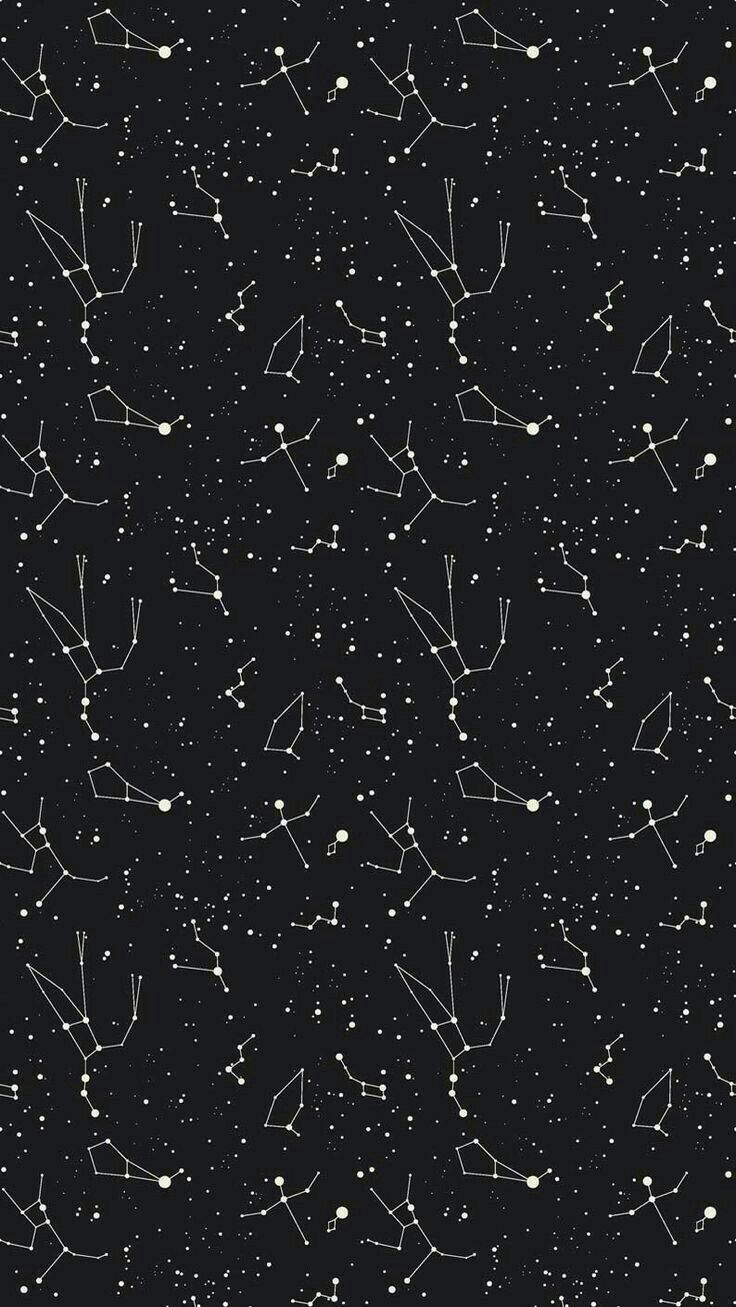 an image of stars in the sky with white dots and lines on black background for wallpaper or wrapping paper