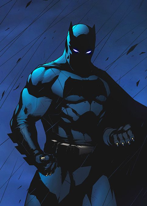 a batman standing in the rain with his hands on his hips