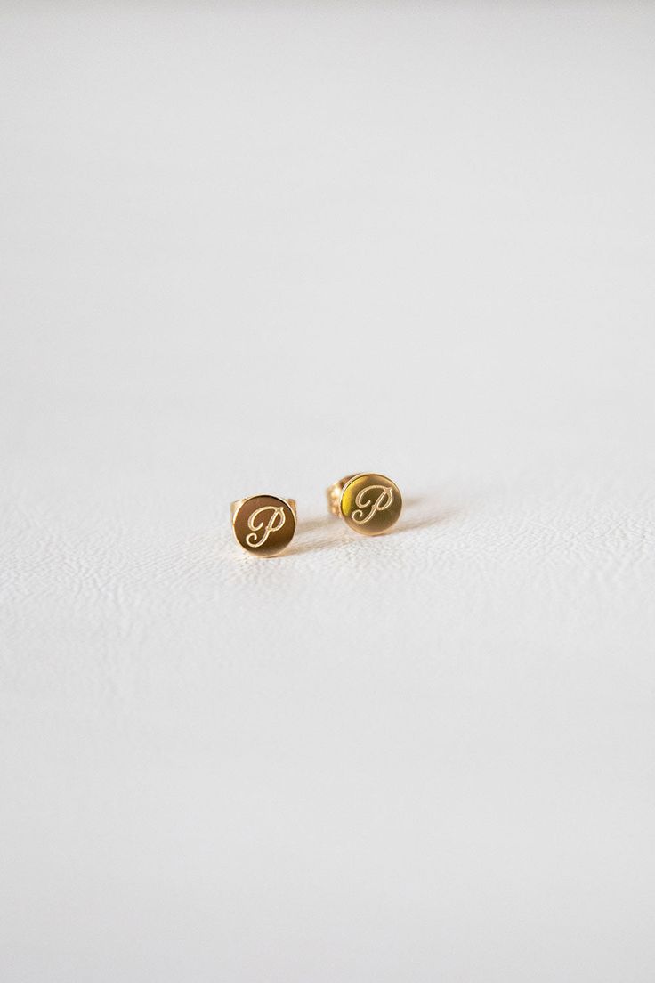 Personalise your accessories with the Initial Stud Earrings, a gold toned stud set with initial engraved details. Also make for the perfect gift! Initial Stud Earrings, Initial Earrings Studs, Laser Ideas, Sparkly Things, Stud Set, Jewelry Lookbook, Statement Jewelry, Wedding Details, Sale Items