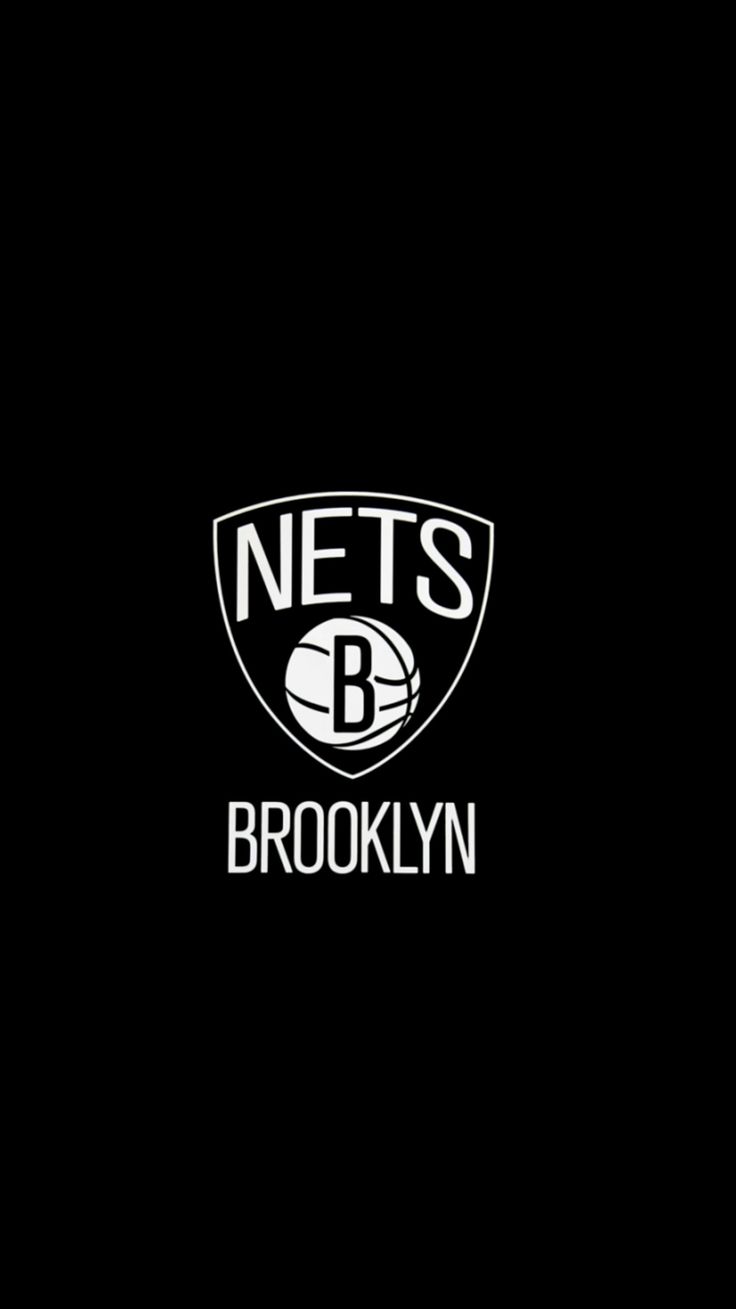 the brooklyn nets logo is shown on a black background with white letters and a basketball