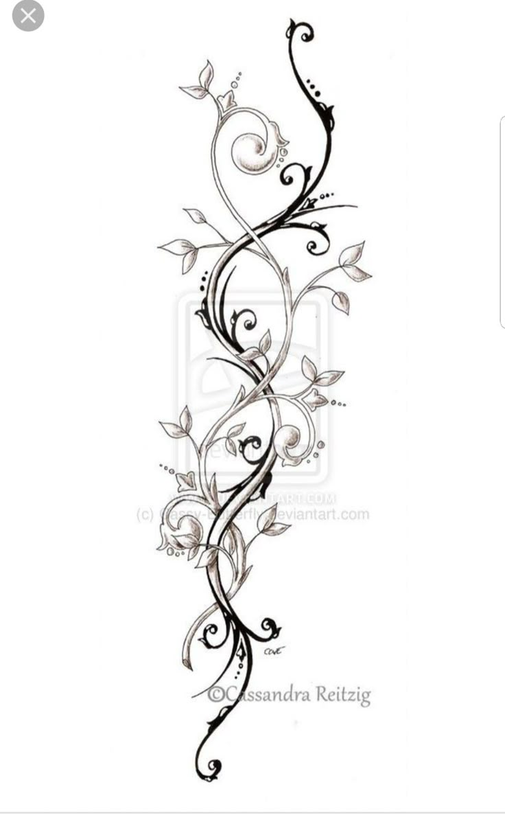 a black and white tattoo design with vines