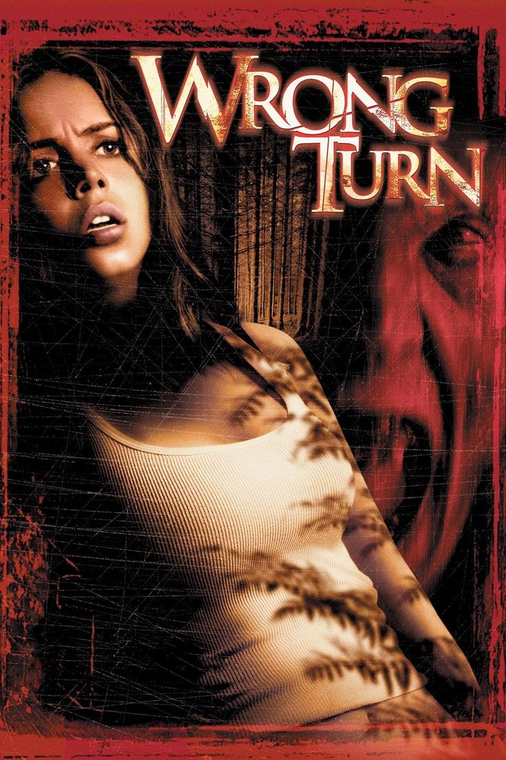 the wrong turn movie poster with a woman in white shirt and black pants standing next to a