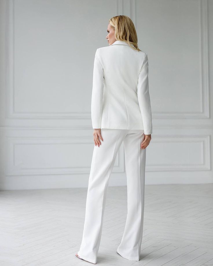 Elegant Semi-formal Full-length Pantsuit, Elegant Full-length Semi-formal Pantsuit, Tailored Sets With Pockets And Suit Collar, Elegant Business Sets With Double Button Closure, Elegant Sets With Lapel Collar And Pockets, Elegant Sets With Pockets And Lapel Collar, Chic Tailored Suits, Formal Tuxedo Sets, Chic Full Length Suits For Work