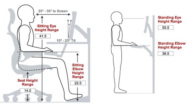 an image of a person sitting on a chair with height and width chart for each seat