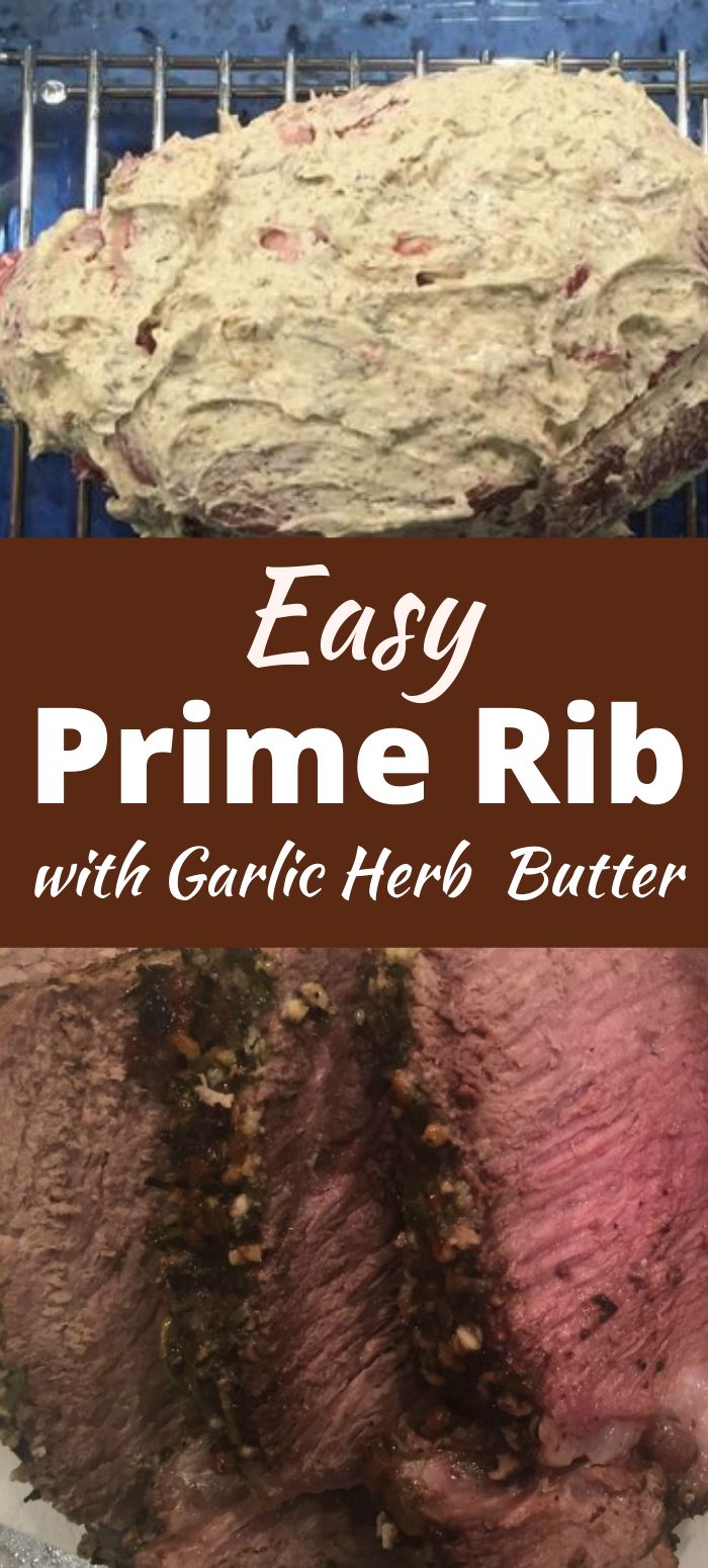 the prime rib with garlic herb butter is ready to be grilled on the grill