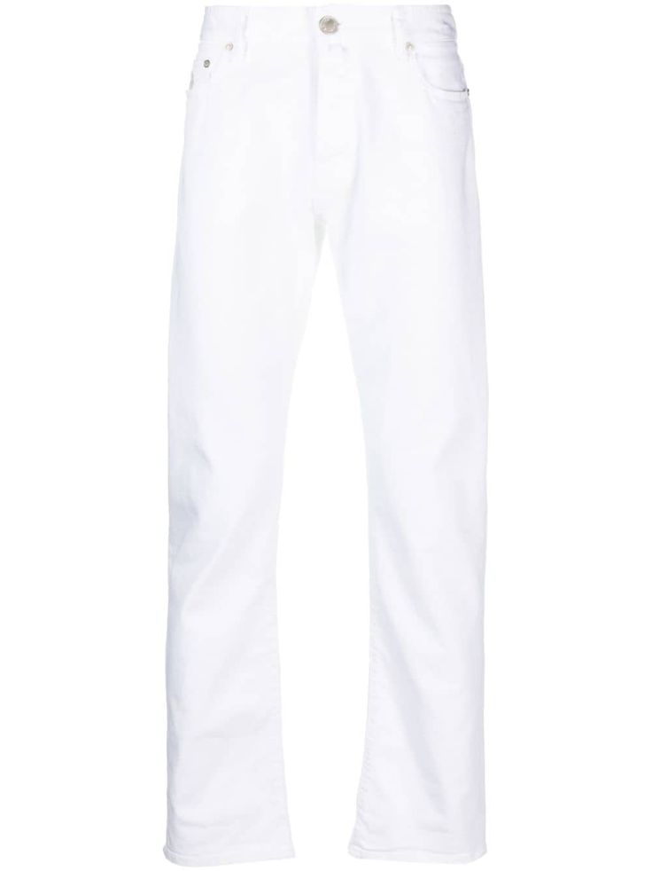 optical white cotton blend denim logo patch to the rear mid-rise belt loops front button and zip fastening classic five pockets straight leg Jeans Patch, Jeans White, Stretch Jeans, Urban Fashion, Vintage Looks, Straight Leg Jeans, White Cotton, Patch Logo, White Jeans