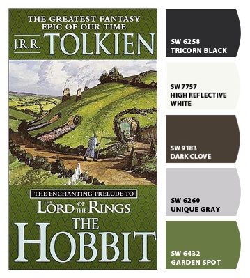 the lord of rings and the hobbit book cover with color swatches on it