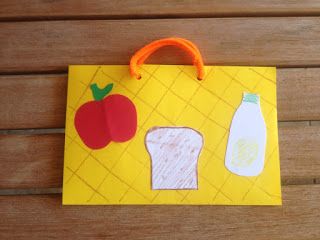 a paper bag with food cut out on it