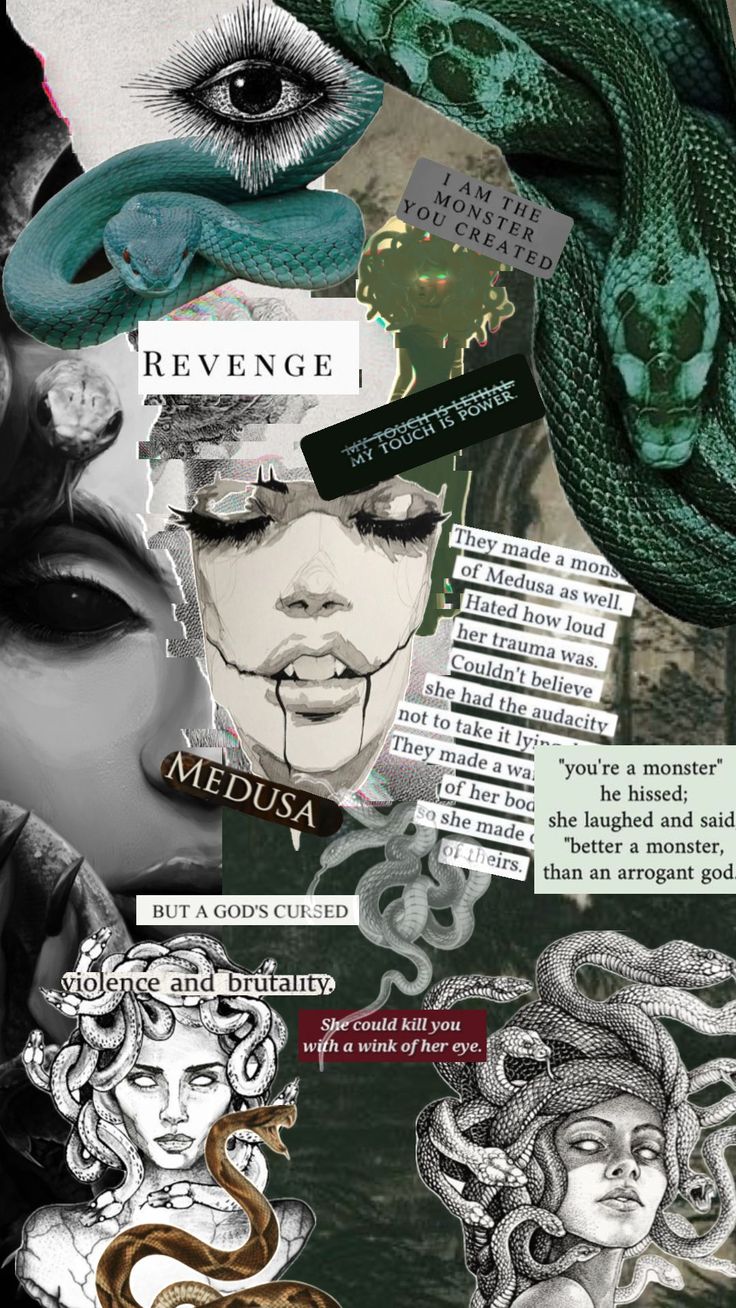 the collage is made up of many different images and words, including an image of a woman's face