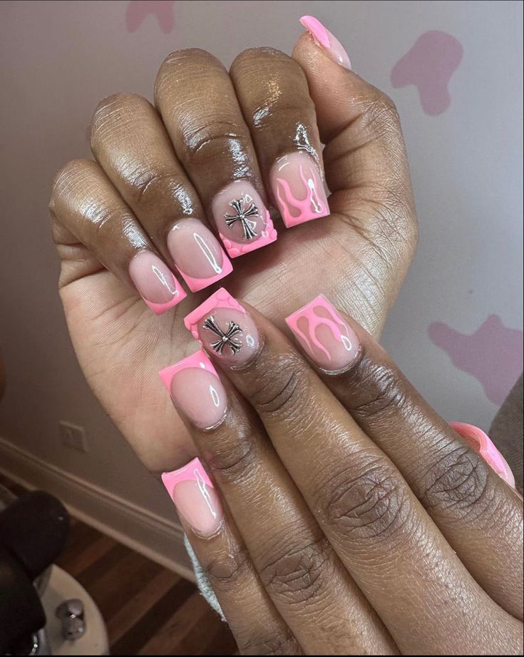 Short Pink French Nails, 6th Grade Nails, Grade Nails, Pink French Nails, Acrylic Toes, Back To School Nails, Gel Nails Diy, Colored Acrylic Nails, French Tip Acrylic Nails