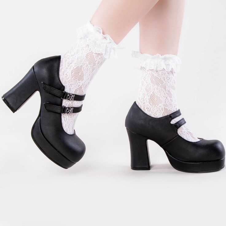 Mary Jane Heels Outfit, Aesthetic Wear, Punk Festival, Black Mary Jane Heels, Demonia Boots, Top Clothing Brands, Demonia Shoes, Heels Outfits, Killer Heels