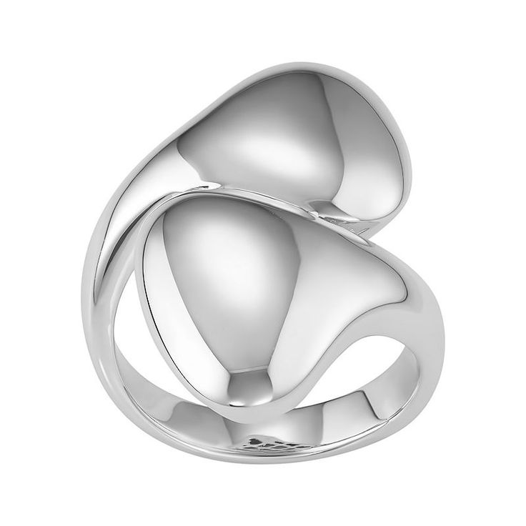 A teardrop bypass motif gives this sterling silver ring eye-catching appeal.RING DETAILS Width: 1.13 in. Metal: sterling silver Plating: rhodium Packaging: boxed Size: 7. Gender: female. Age Group: adult. Modern Twist Silver Teardrop Jewelry, Silver Teardrop Ring With Polished Finish, Modern Teardrop Anniversary Rings, Modern Silver Teardrop Ring, Modern Pear-shaped Rings As Gift, Modern Teardrop Ring For Formal Occasions, Classic Teardrop Rings With Polished Finish, Classic Teardrop Ring With Polished Finish, Modern Silver Bypass Ring With Polished Finish