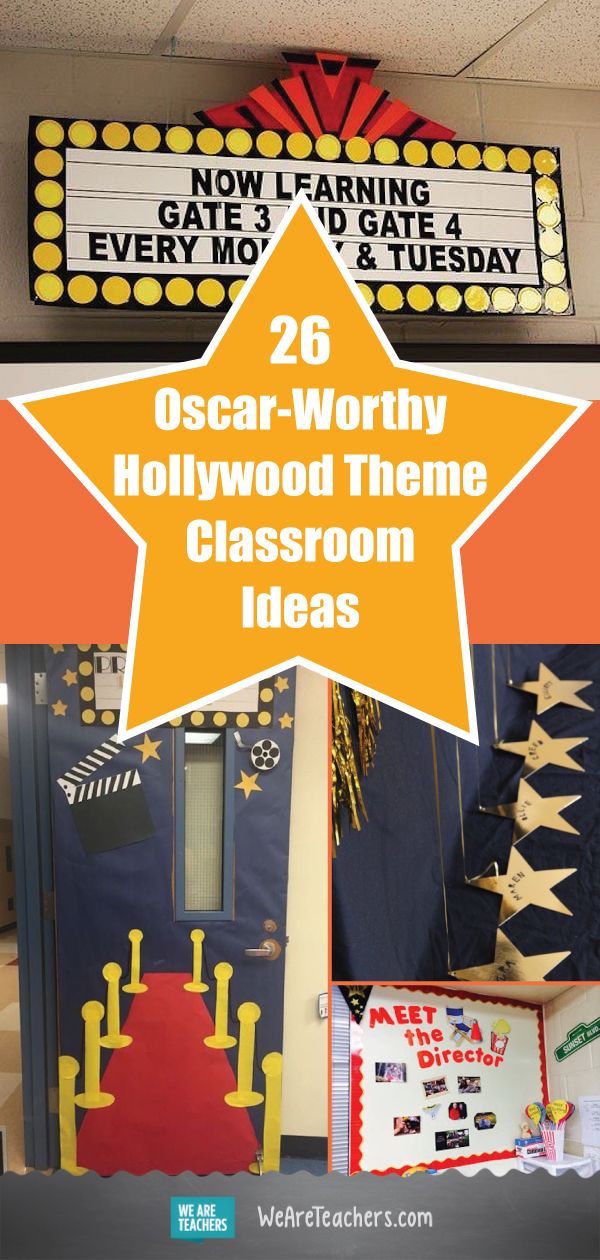 the hollywood theme classroom is decorated for christmas and new year's eve with an orange star