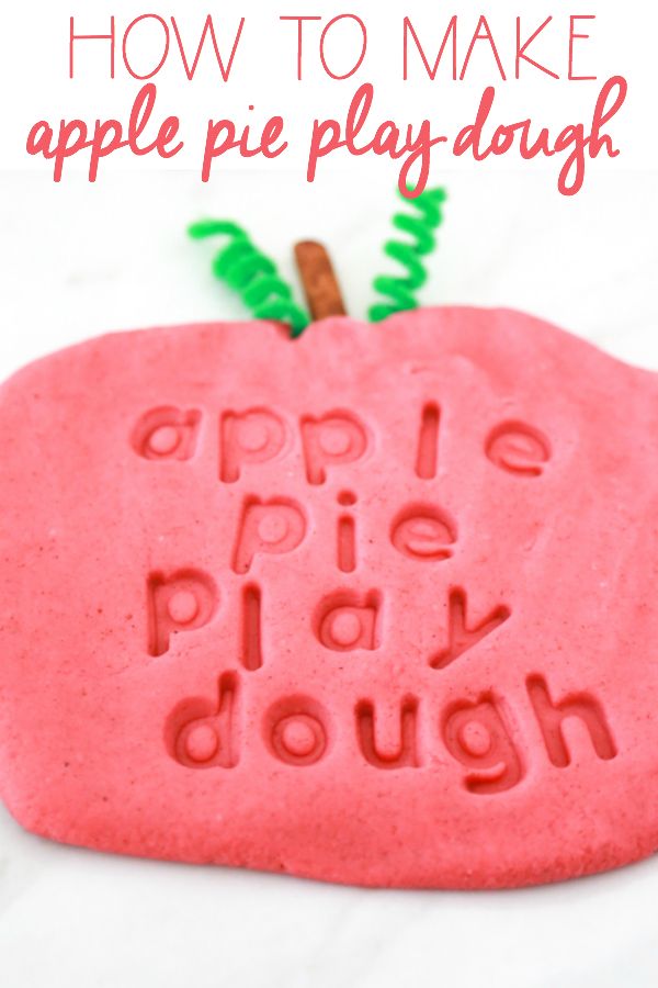 an apple shaped play dough with the words apples pie dough written on it