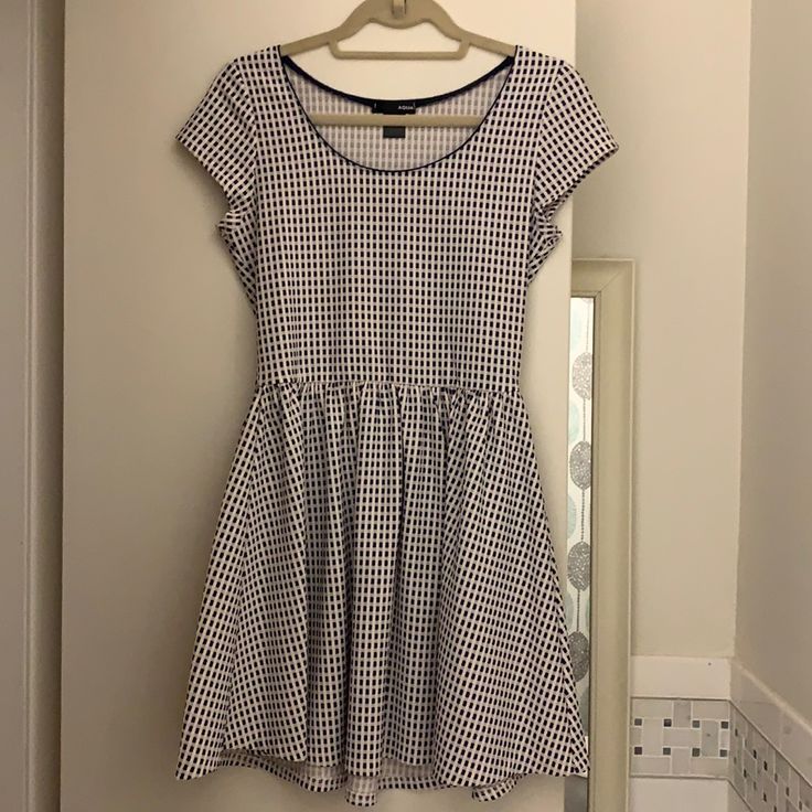 Brand New, Only Worn Once, Aqua Mini Dress In Navy And White Checkered. Super Cute For Summer. Comes From A Smoke Free, Pet Free Home. Casual A-line Mini Dress For Daytime, Casual Gingham Dress With Short Sleeves, Casual Fitted Gingham Dress, Casual Gingham Mini Dress For Day Out, Casual Gingham Dress For Day Out, Aqua Mini Dress, Aqua Dress, Navy And White, Super Cute