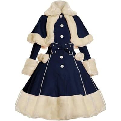 PRICES MAY VARY. Cotton,Fur,Polyester Button closure Hand Wash Only Women's Vintage Winter Fur Warm Coat Dress Shawl Collar Bow Christmas Coat with Pocket Formal Dress Winter Coat, Dresses With Vests Winter, Uk Traditional Dress, Dress As Snowman Custom, Woman Snowman Costume, Dresses With Pea Coats, Cute Coats For School Uniform, Christmas Clothes Target, Queenie Goldstein Dress