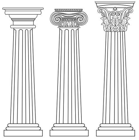 three different types of columns with designs on them