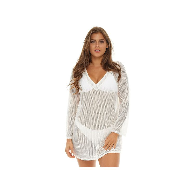 You'll be ready for the beach in style wearing this women's mesh swim-cover-up tunic by Jordan Taylor.Finding the perfect fit and size for women's clothing requires basic measurements of your chest, waist, hips and inseam. Use this guide to learn more about sizing and everything Kohl's has to offer in women's fashion. V-neck 3/4-length bell sleeves Sheer mesh constructionFIT & SIZING Longer lengthFABRIC & CARE Nylon, spandex Hand wash Imported Size: X Large. Color: White. Gender: female. Age Gro Sheer V-neck Top For Vacation, Summer V-neck Swimming Cover-up, White Sheer Beachwear Cover-up, White Sheer V-neck Cover-up, Sheer Stretch Swimwear For Vacation, Long Sleeve Mesh Top For Summer Beach, V-neck Cover-up For Sunbathing, Sheer Tops For Beach Season Vacation, Sheer Tops For Beach Season