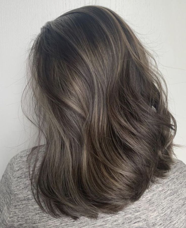 Thick Blonde Balayage, Asian Hair Color Straight, Coloring Brunette Hair, Ash Brown Hair With Curtain Bangs, Hair Color That Doesn't Need Bleach, Hair Lowlights For Dark Hair, Korean Balayage Hair Ash Brown, Colored Black Hair, Hair Coloring For Short Hair