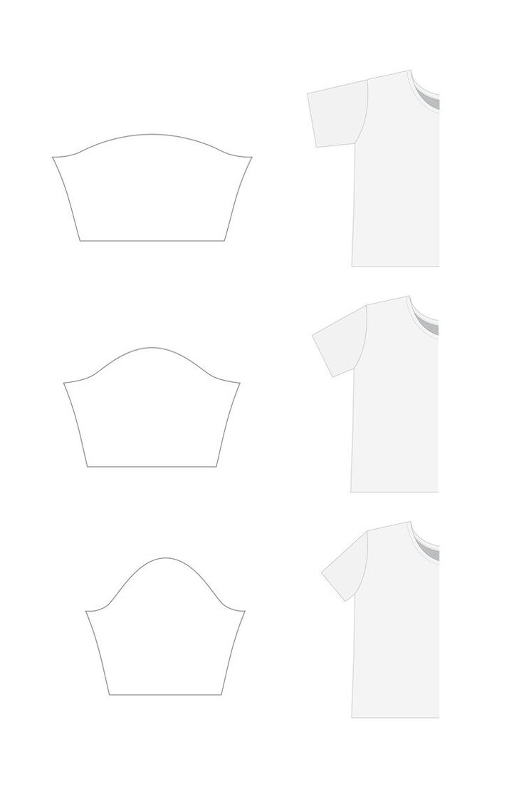 the front, back and side views of a t - shirt with three different cut outs