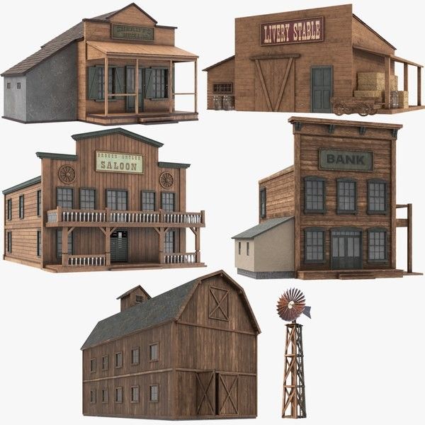 six different views of an old western town