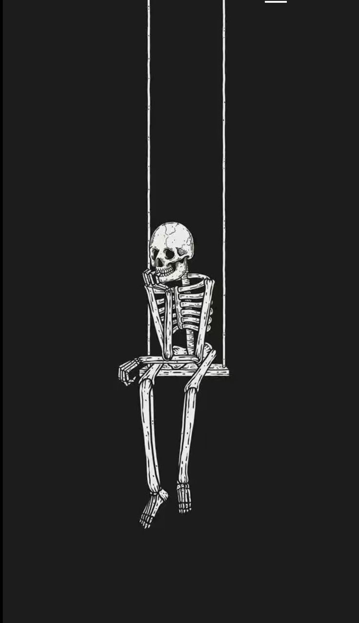 a skeleton sitting on a swing with the caption that reads, i'm not afraid