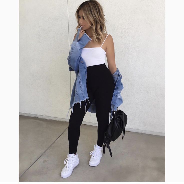 Outfits with Nike Air Force 1 Outfit With Nike Air Force 1, Cute Outfits With Air Force 1, Nike Leggings Outfit, Air Force Noir, Air Force 1 Outfits, Air Force Outfit, Forces Outfit, Wallpaper Nike, Outfits With Air Force Ones