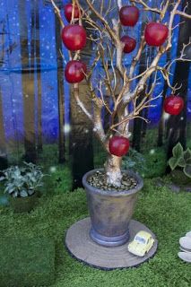 a potted plant with apples on it