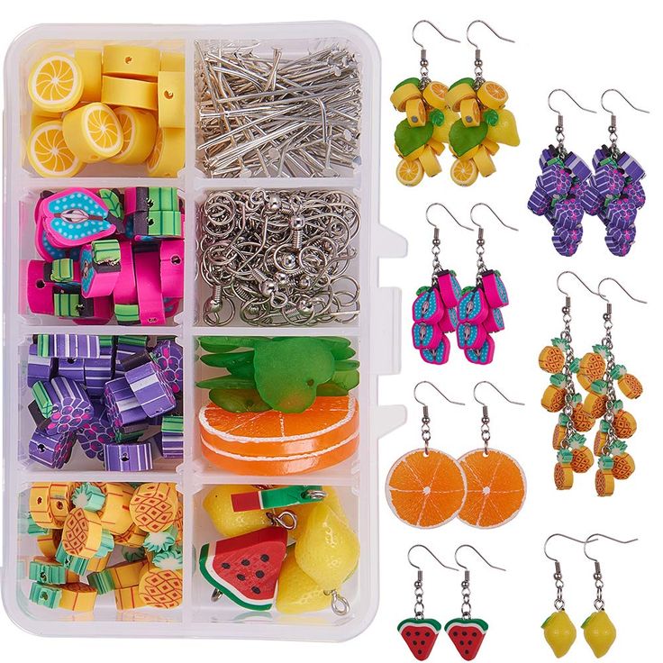 PRICES MAY VARY. ❤INSTRUCTION: Easy to assemble, Paper instructions is included to help you finish this jewelry making kit. ❤DIY MAKE 7 PAIRS EARRINGS: This earring making kit contains everything you need to create 7 pair of polymer clay cluster fruit dangle earrings. There are spare polymer clay for creativity idea craft. ❤PACKAGE INCLUDE: 4pcs x Lemon Resin Pendants with Iron Findings; 2pcs x Resin Lemon Beads; 20pcs x Polymer Clay Orange Beads; 2pcs x Polymer Clay Watermelon Charms; 10pcs x L Idea Craft, Diy Hooks, Diy Earrings Easy, Celtic Knot Earrings, Resin Pendants, Earring Kit, Diy Earring, Jewelry Making Kit, Box Diy