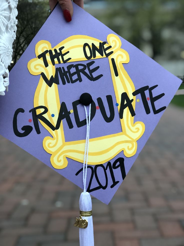 a purple graduation cap that says the one where i graduate