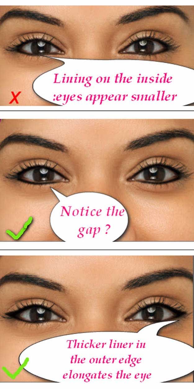 Eyeliner For Big Eyes, Diy Makeup Brush Cleaner, Diy Makeup Organizer, Make Your Eyes Look Bigger, Makeup For Small Eyes, Prom Eyes, Bombshell Makeup, Big Eyes Makeup, Perfect Lashes