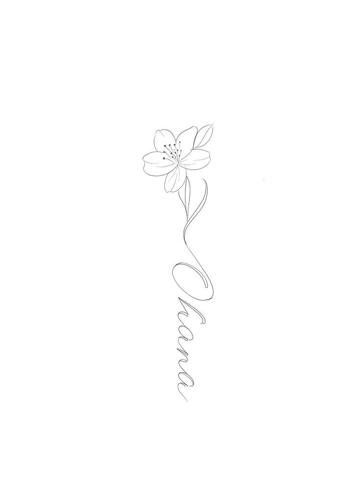 a drawing of a flower with the word love written in cursive writing on it