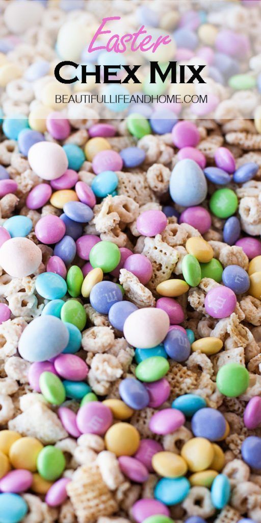 easter chex mix in a bowl