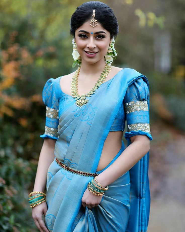 Sky Blue Blouse Designs Silk, Sky Blue Blouse Designs, Sky Blue Blouse, Christian Bridal Saree, Blue Blouse Designs, New Saree Blouse Designs, Blouse Designs Silk, Fancy Blouse, Silk Saree Blouse