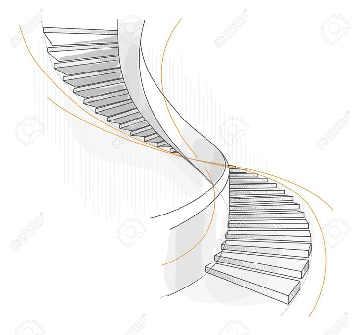 a drawing of a spiral staircase on white background stock photo - 959872