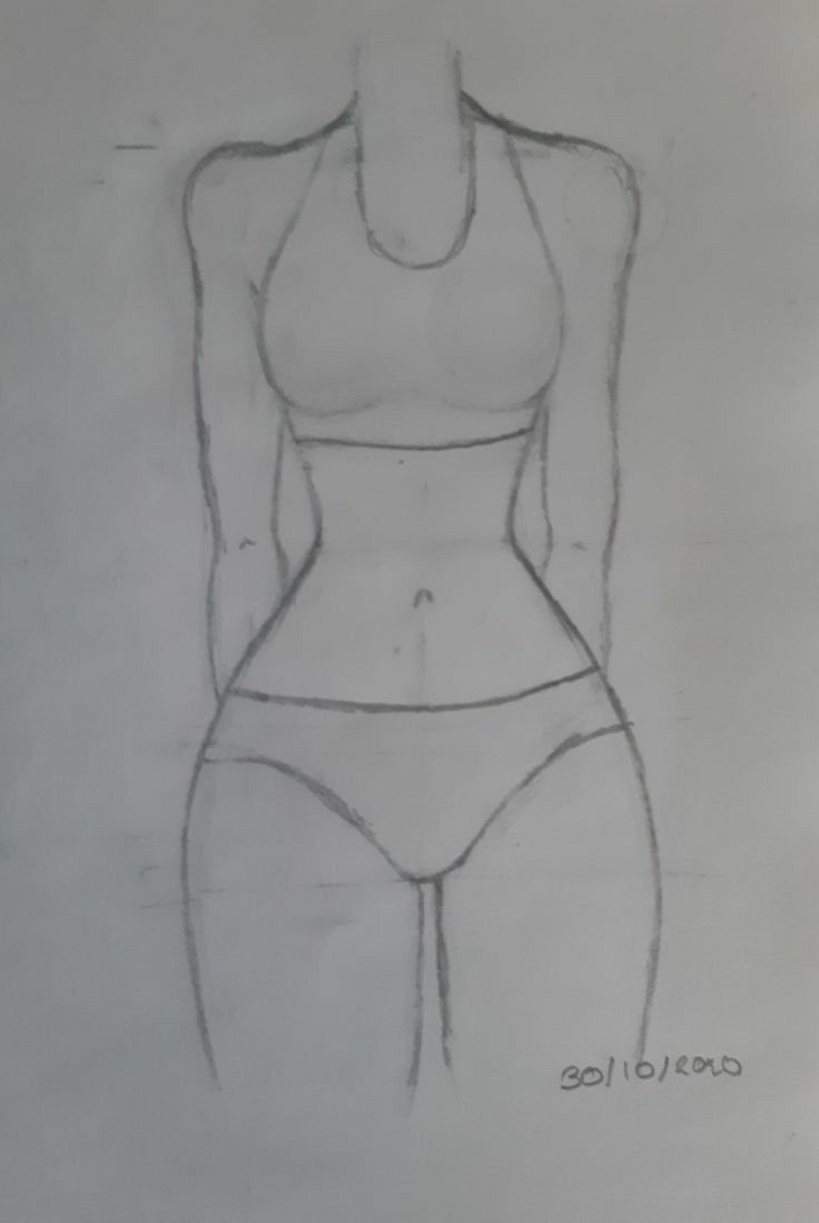 a pencil drawing of a woman's torso