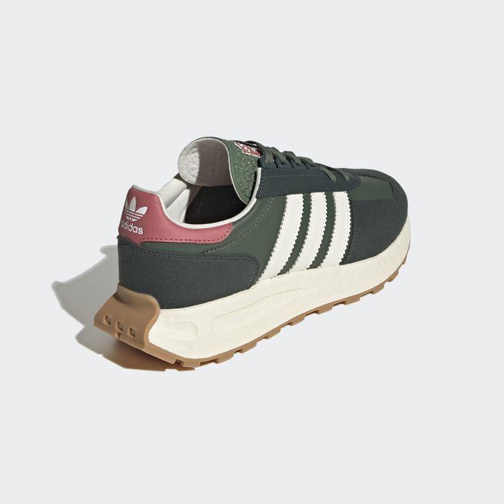 Style No. GW6779 Color: Green Oxide / Off White / Wonder Red Lace closure. Monomesh upper with stitched suede overlays. Textile lining. BOOST midsole. Rubber outsole. adidas Men's Originals Retropy E5 Shoes. Adidas Retropy, Oc Creator, Comfy Sneakers, Running Style, Clothing Staples, Adidas Shop, Shoes Adidas, Shoe Closet, Stylish Shoes