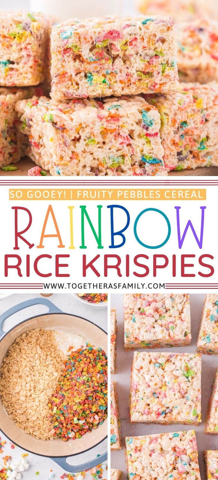 rainbow rice krispies with sprinkles on top and in the background, there are