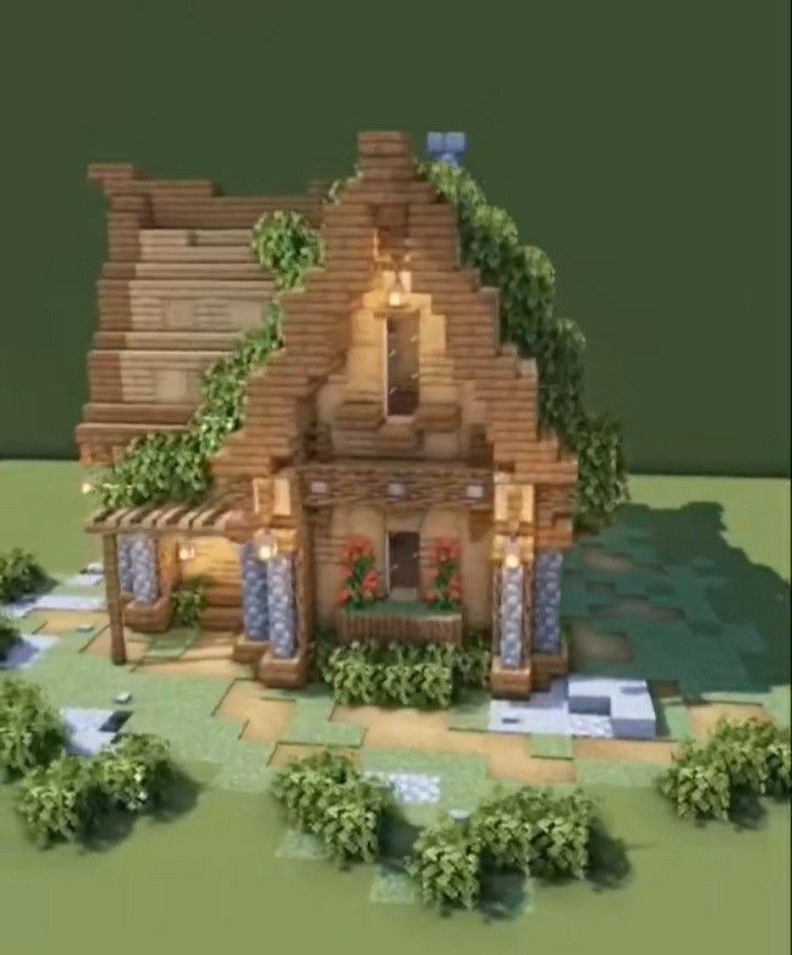 Minecraft Oak Wood House, Cute Minecraft Houses Cottage Tutorial, Corner House Minecraft, Minecraft House Exterior Ideas, Small Cottage Minecraft, Cabin Minecraft Houses, Small Minecraft Cottage, Small Minecraft Houses Cottages, Small Cute Minecraft Houses