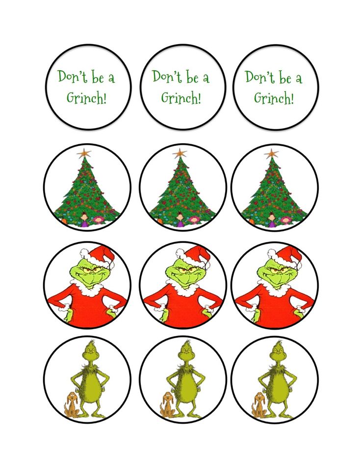 christmas cupcake toppers with the words don't be a grin on them