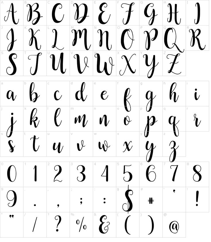 the upper and lowercase letters are all handwritten in cursive font, with numbers