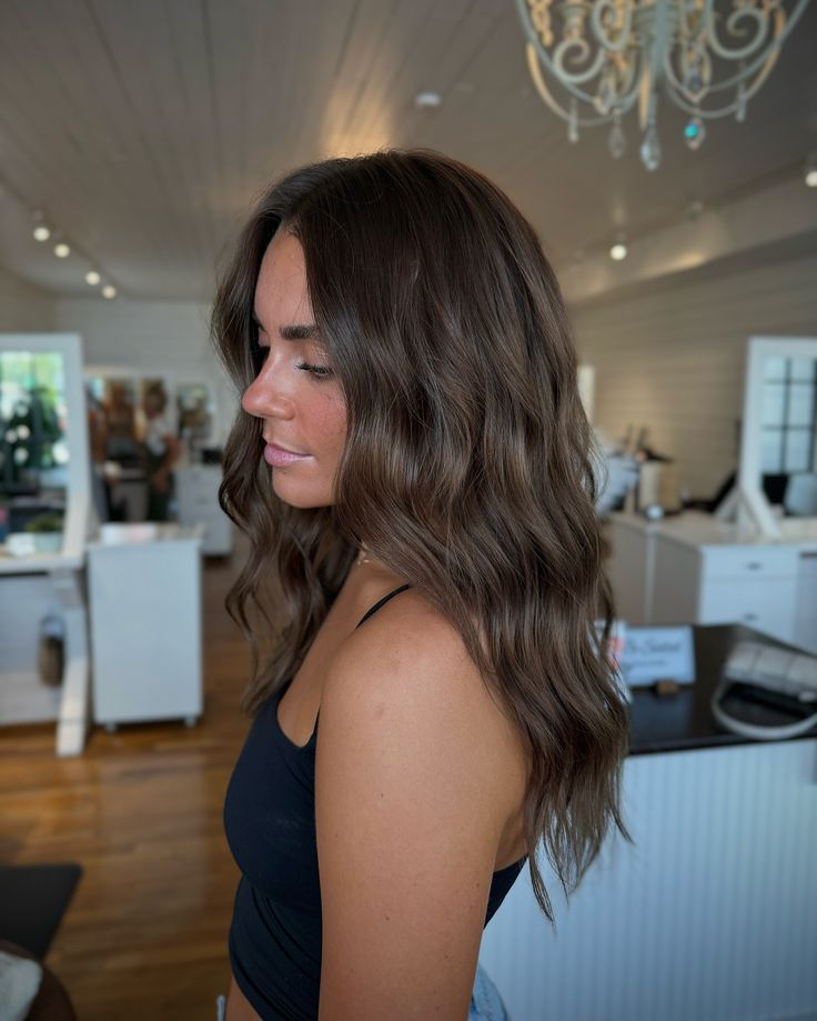 this is your sign to go back to your roots 😻🤎 >>>swipe for the before!! #hairstylist #hairstylists #michiganstylist #mihairstylist #blonde #brunette #highlights #lowlights #livedinblonde #livedinhair #dimensionalblonde #rootsmudge #teasylights #balayage #haircut #holland #grandrapids #michigan Naturally Brown Hair, Low Light Brunette Hair, Dark Brown Hair With Blonde Highlights Root Smudge, Dark Hair Fall 2024, Reverse Highlights Brown, Brunette Balayage Formula, Medium Brunette Balayage, Low Maintenance Brown Hair Color, Brunette Hair Color With Lowlights